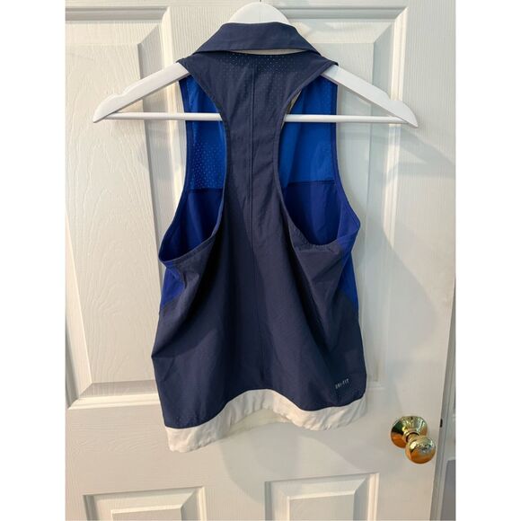 Nike Dri-Fit Blue Mesh/ Perforated Collated Racer Back Tennis Top sz S EUC - Picture 6 of 8
